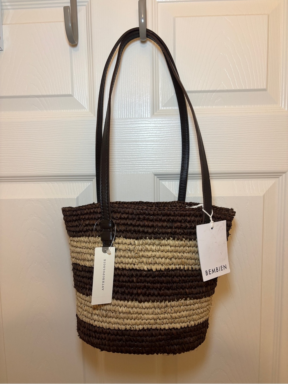 Bembien Mini Bieno striped raffia tote